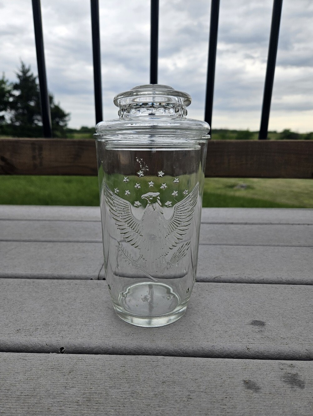 Vintage Buckeye Molding Co. American Eagle Glass Apothecary Jar with Lid –...
